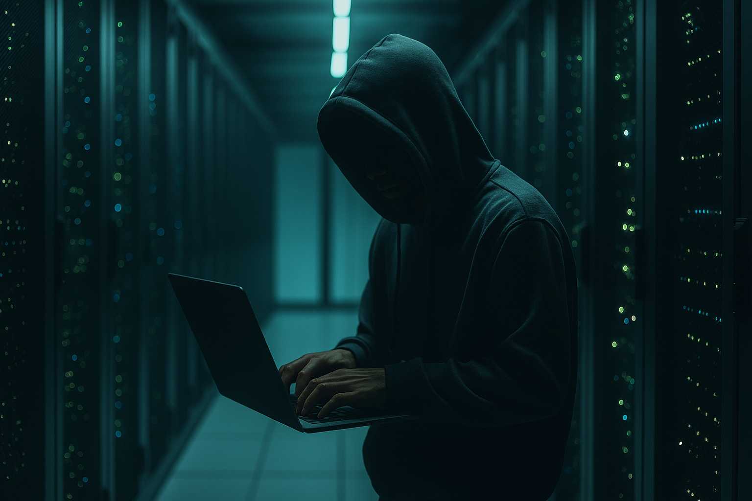 hacker en un centro de datos