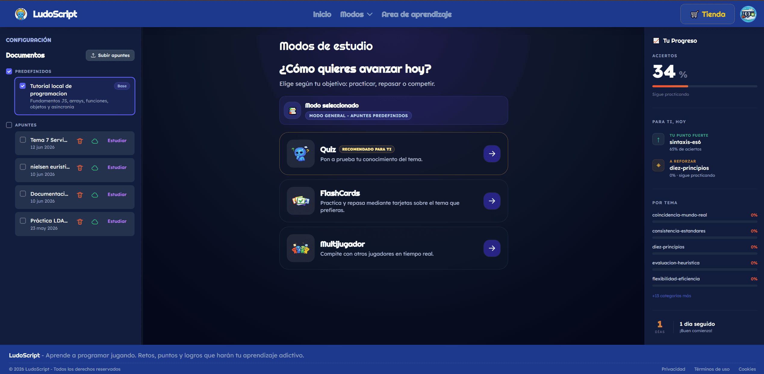 Pantalla principal de LudoScript